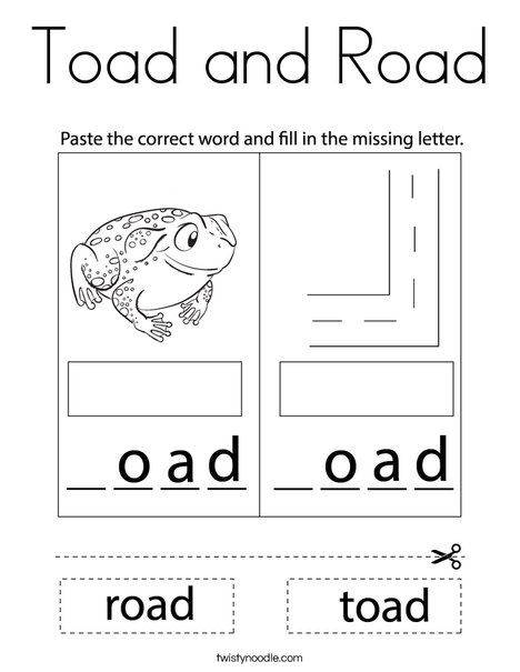Toad and road coloring page