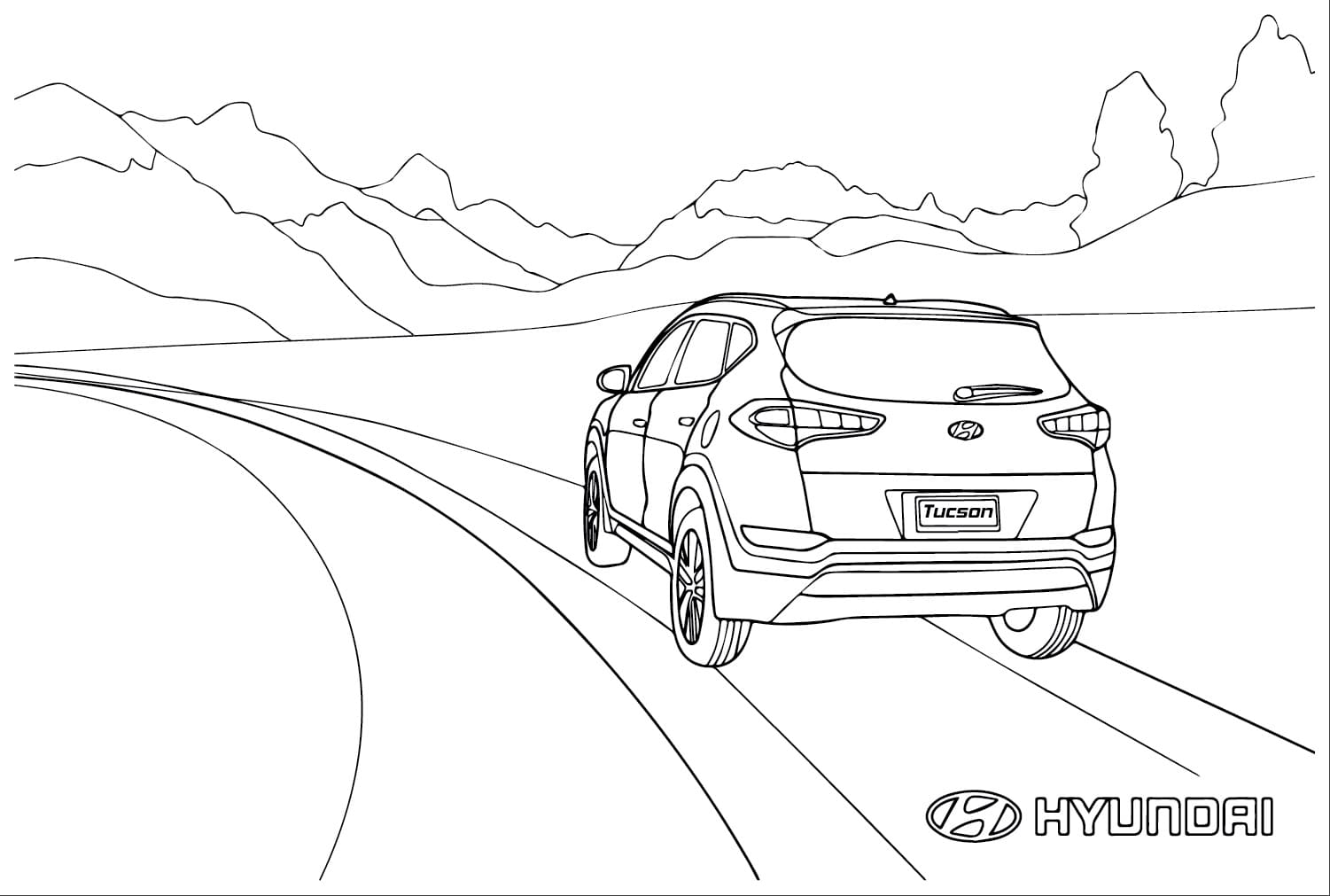 Hyundai car on the road coloring page