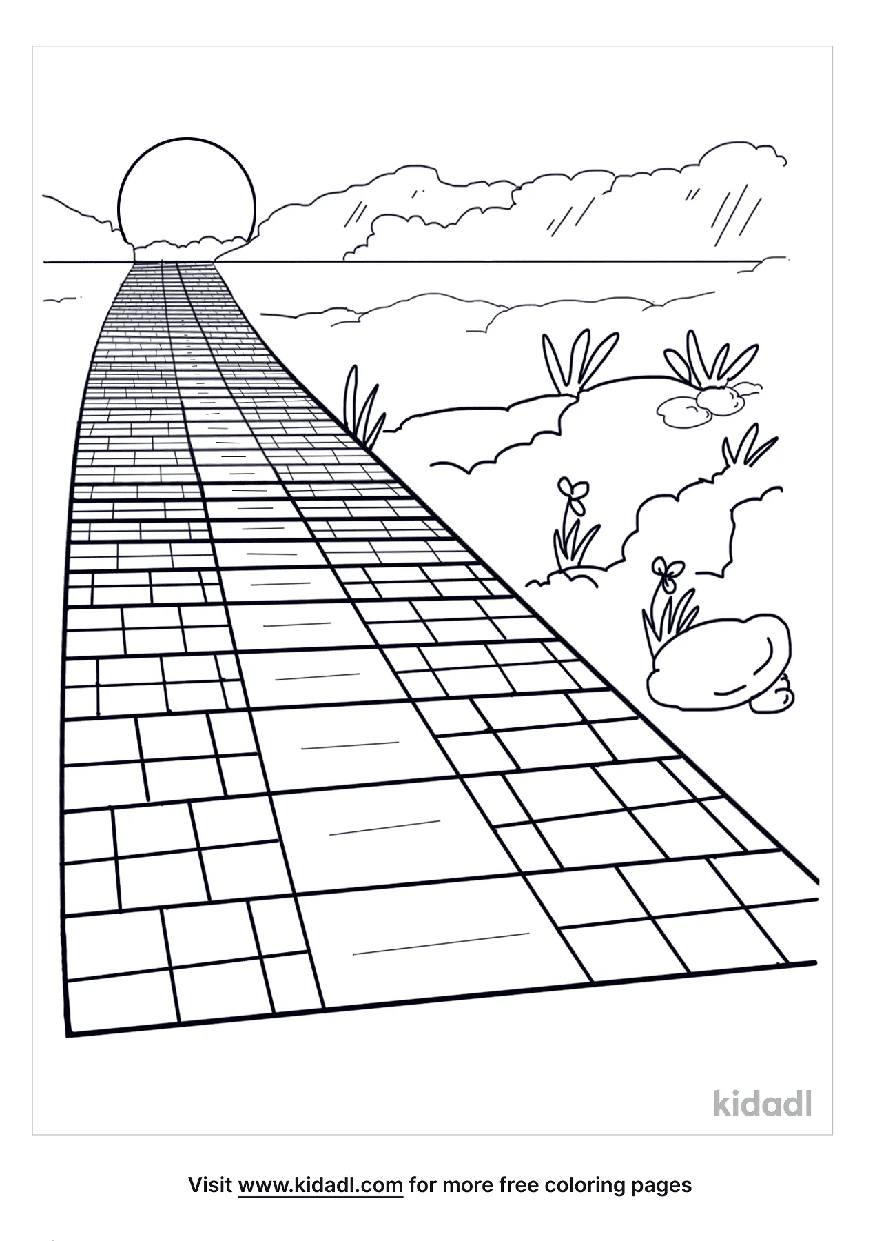 Free brick road coloring page coloring page printables