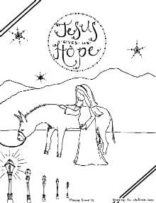 Mary traveling to bethlehem coloring page