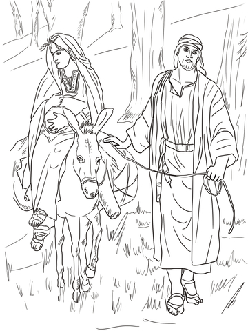 Mary and joseph on the road to bethlehem coloring page free printable coloring pages