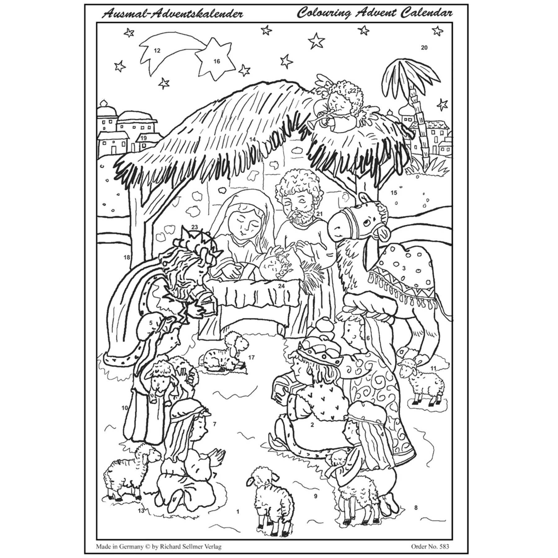 Manger of bethlehem coloring advent calendar the european gift store