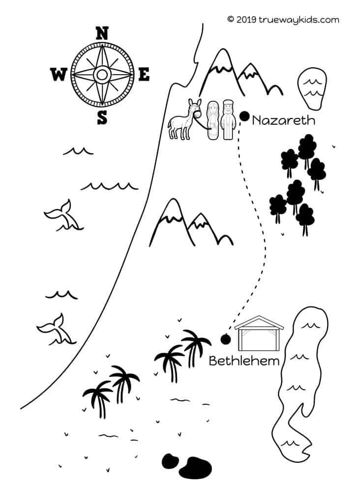 Journey from nazareth to bethlehem coloring page