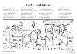 Away in a manger christmas carol louring page