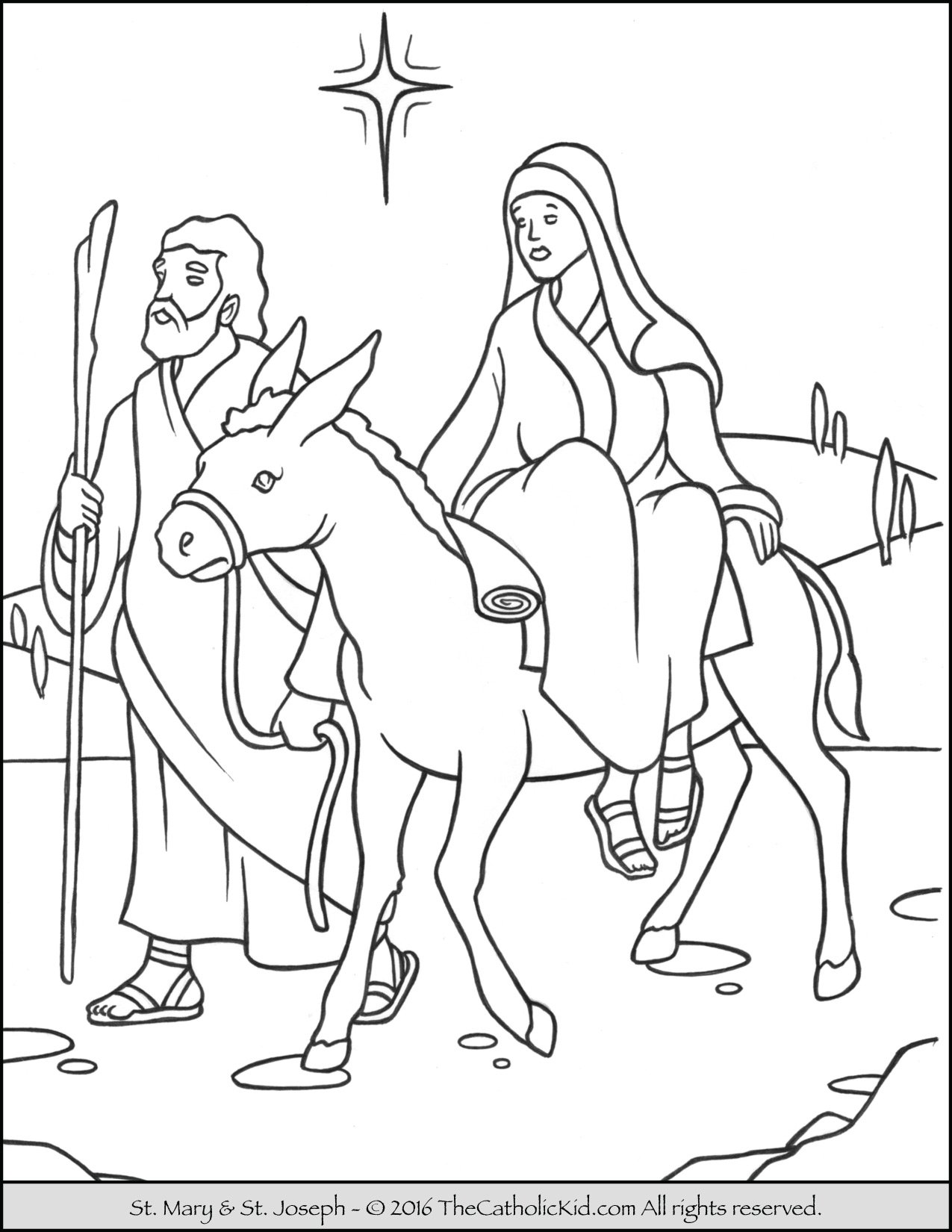 Mary joseph to bethlehem advent coloring page