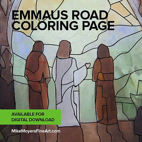Emmaus road coloring page meditation guide mike moyers fine art