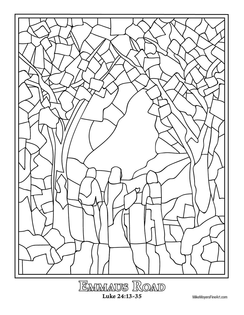 Emmaus road coloring page meditation guide mike moyers fine art