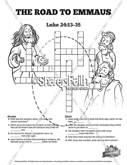Luke road to emmaus sunday school crossword puzzles â