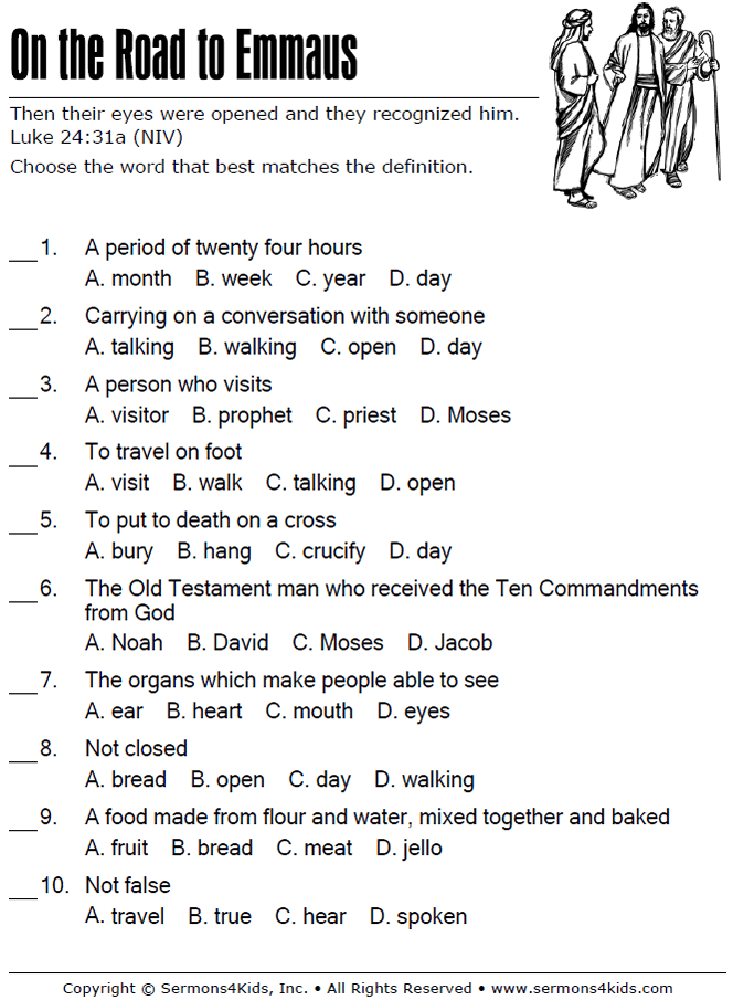 The road to emmaus childrens sermons from sermon