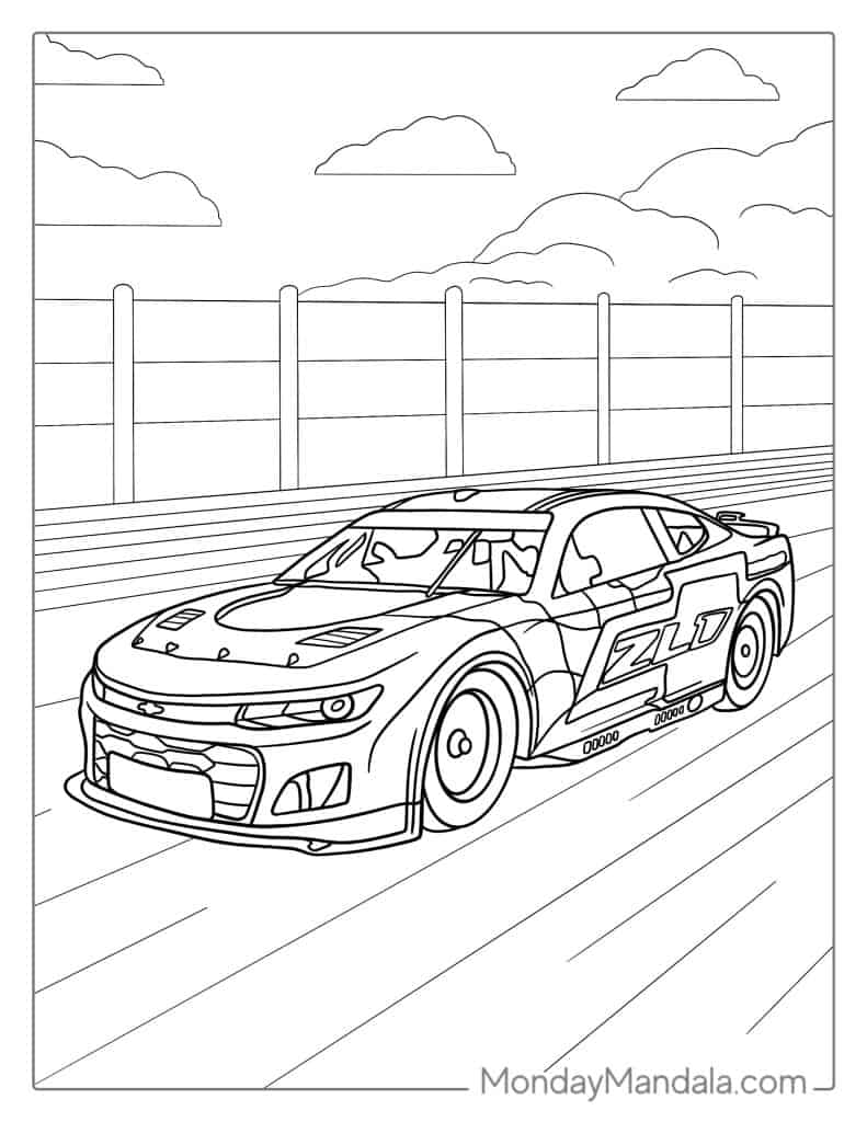 Race car coloring pages free pdf printables