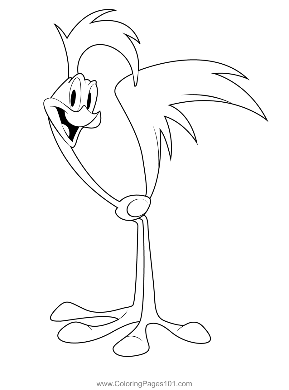 Road runner yellow bird coloring page for kids