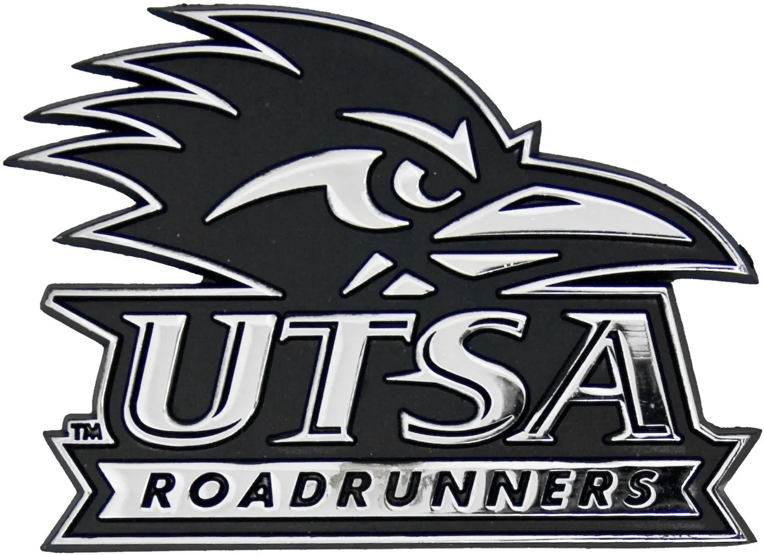 Utsa roadrunners premium solid metal chrome plated car auto emblem â patch collection