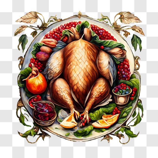 Download colorful drawing of a thanksgiving turkey png online