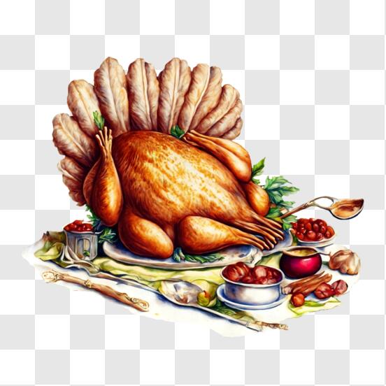 Download elaborately decorated thanksgiving turkey drawing png online