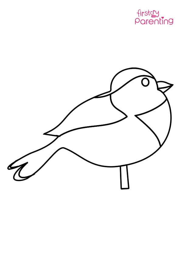 Easy robin bird coloring page for kids