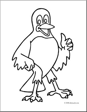 Clip art cartoon robin coloring page i