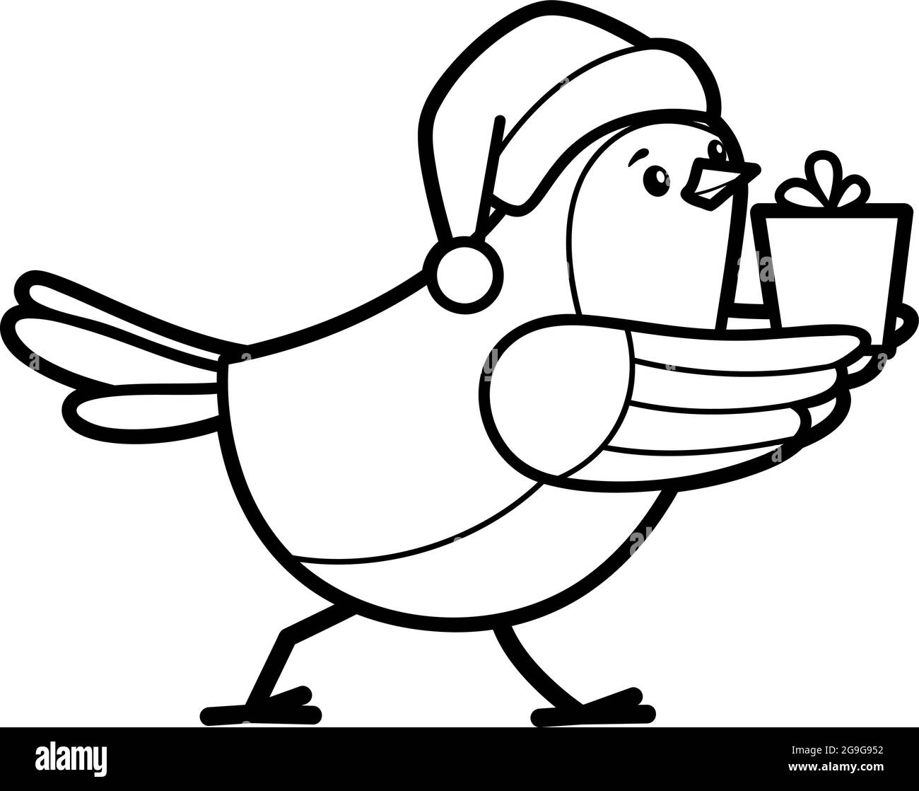 Christmas coloring book or page for kids christmas bird black and white vector illustration stock vector image art