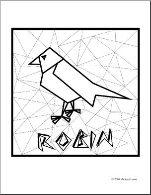 Clip art robin coloring page i