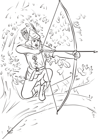 Robin hood sitting on a tree branch coloring page free printable coloring pages