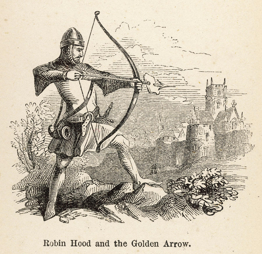 Robin hood and the golden arrow drawing by mary evans picture library
