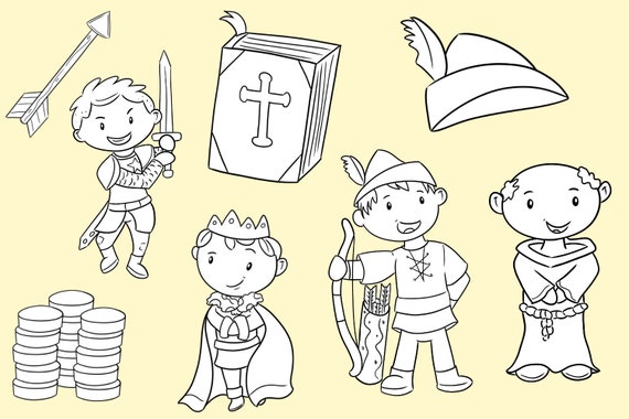 Robin hood story book clip art robin hood clipart robin hood fairy tale archery clip art bow and arrow digital stamps