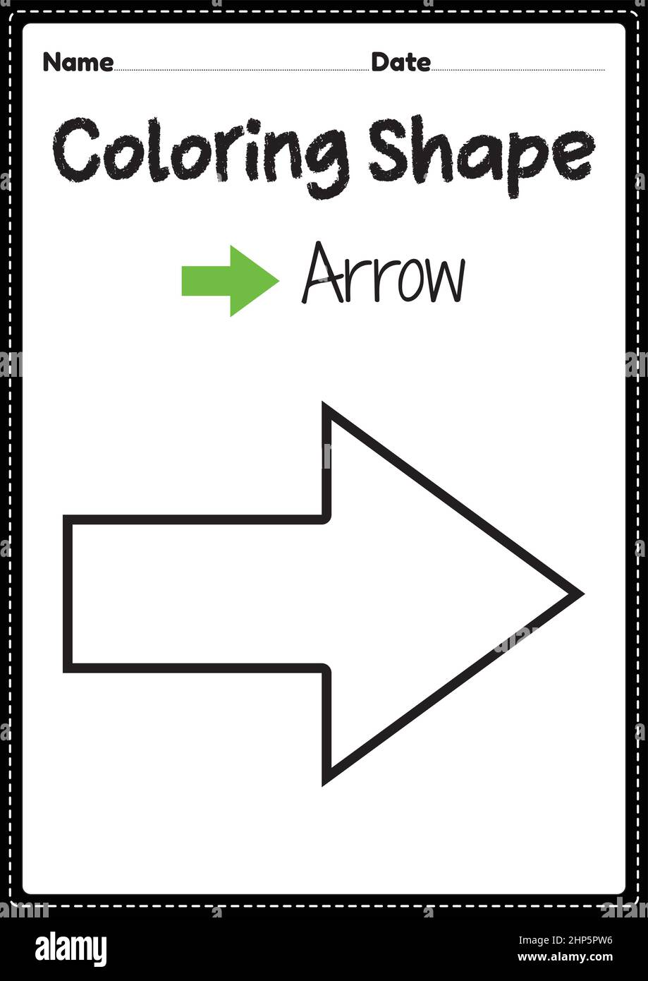 Arrow coloring page for preschool kindergarten montessori kids to practice visual art drawing and coloring activities to develop creativity focus stock vector image art