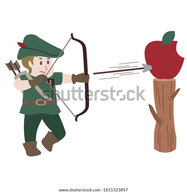 Robin hood shoots arrow apple stock vector royalty free