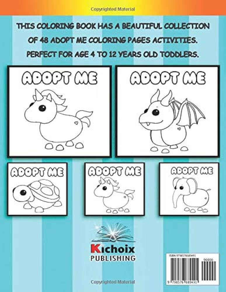 Adopt me coloring book coloring pages carefully designed for better coloring experience adopt me cool image of animal from the famous roblox here unicornowlkangaroocattoucan and others publishing kichoix books
