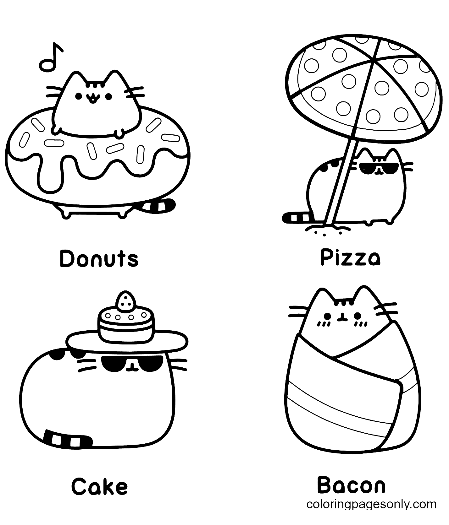 Pusheen coloring pages printable for free download