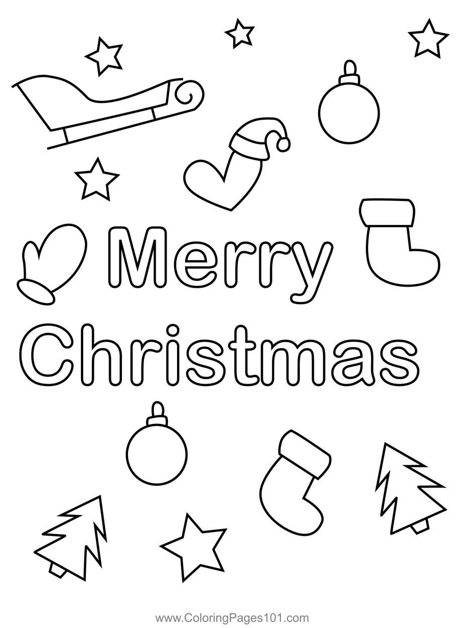 Merry christmas coloring page for kids