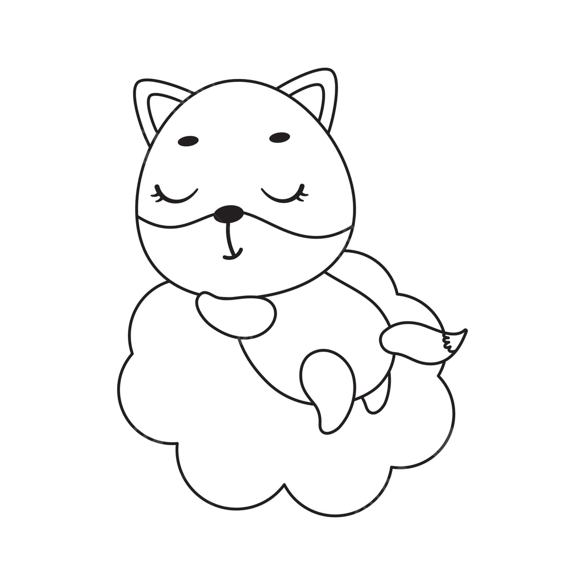 Cute sleeping fox coloring page for kids cloud girl adorable vector cloud girl adorable png and vector with transparent background for free download