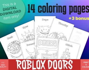 Roblox doors doors roblox printable coloring pages print your own coloring sheets digital download
