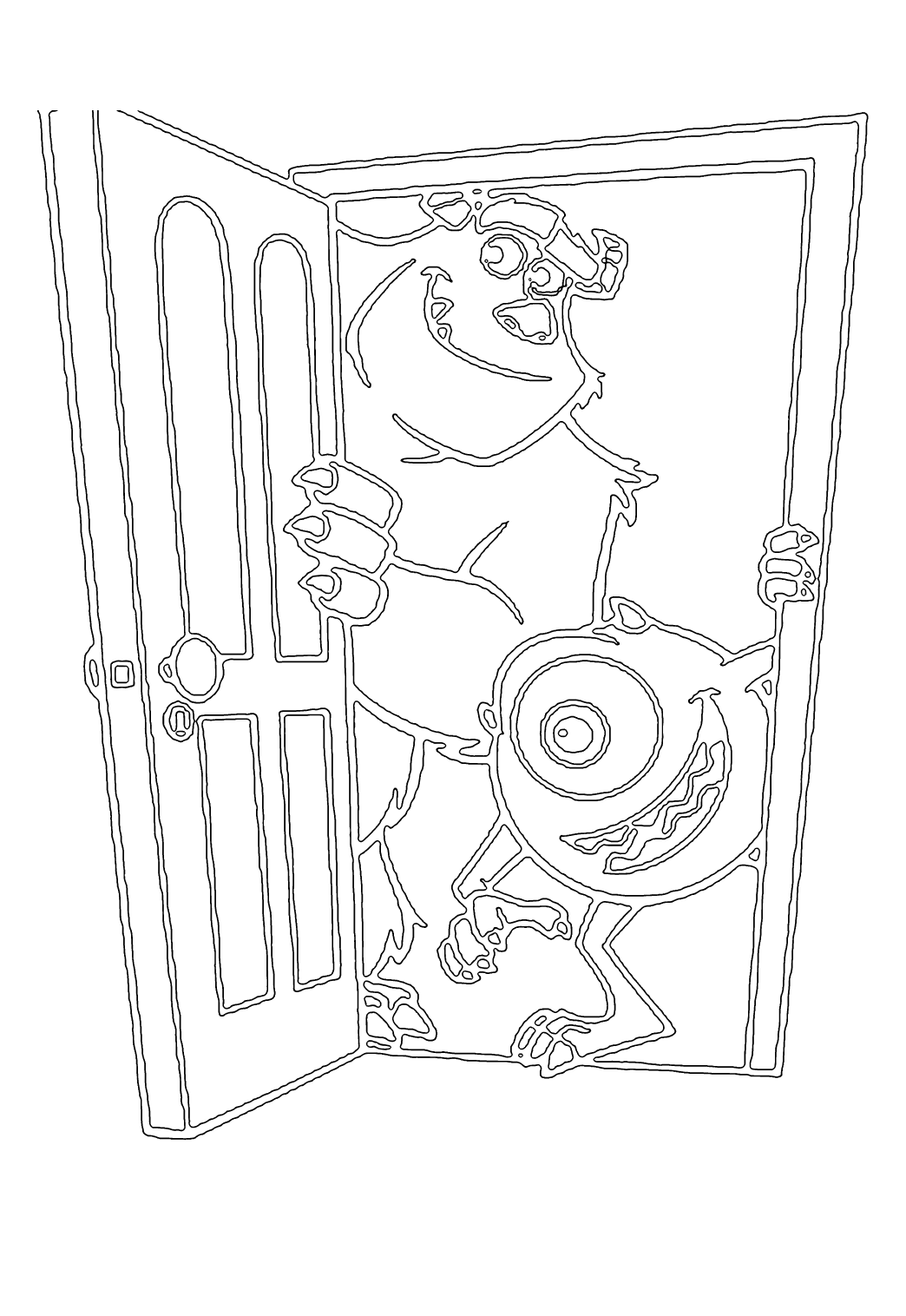 Free printable monsters inc door coloring page sheet and picture for adults and kids girls and boys