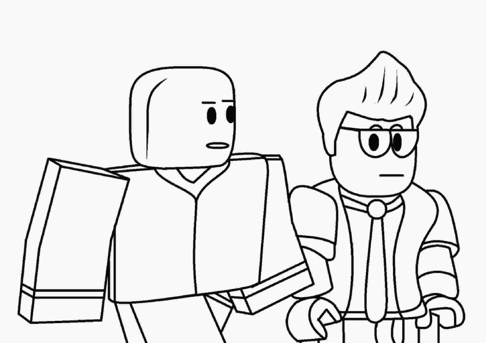 Roblox noob and businessman walk around coloring page