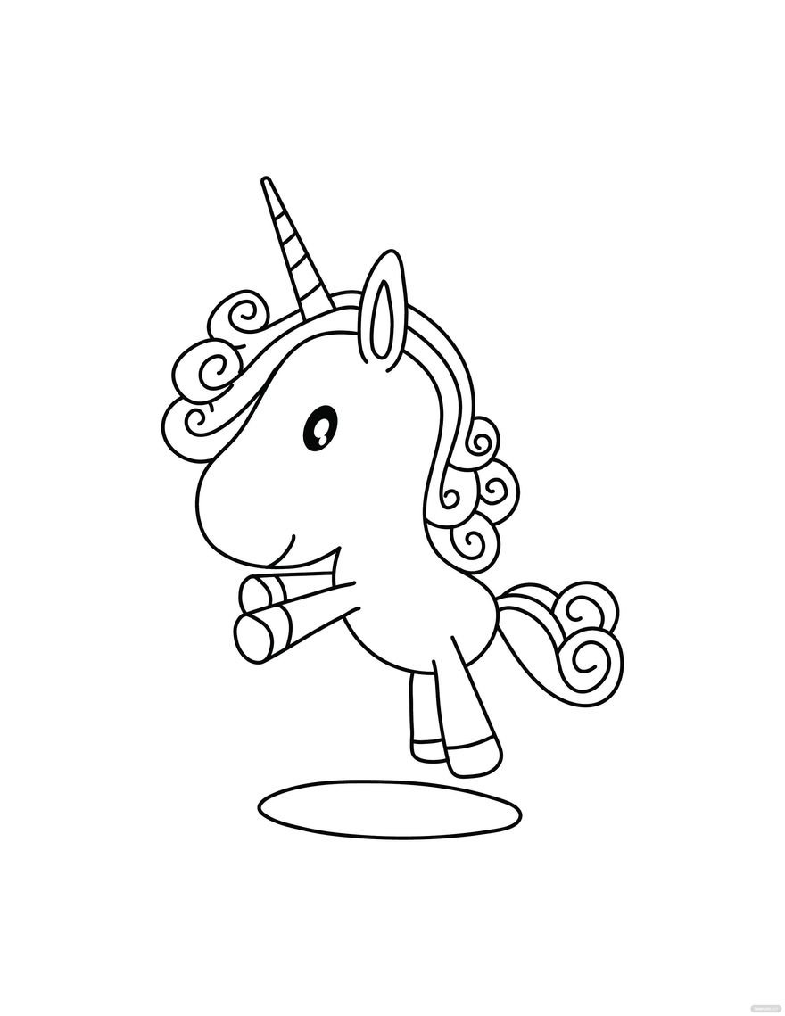 Free cartoon unicorn coloring page