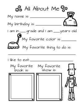 All about me robot tpt