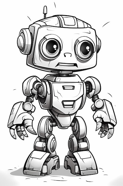 Premium ai image meowtron full figure cat robot coloring page for kids