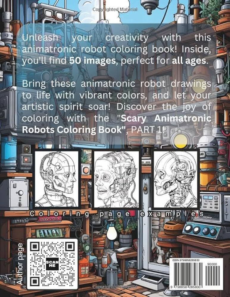 Scary animatronic robots all ages us edition activity book illustrations cyborgs androids machines robotic ai part arnukas arnas books