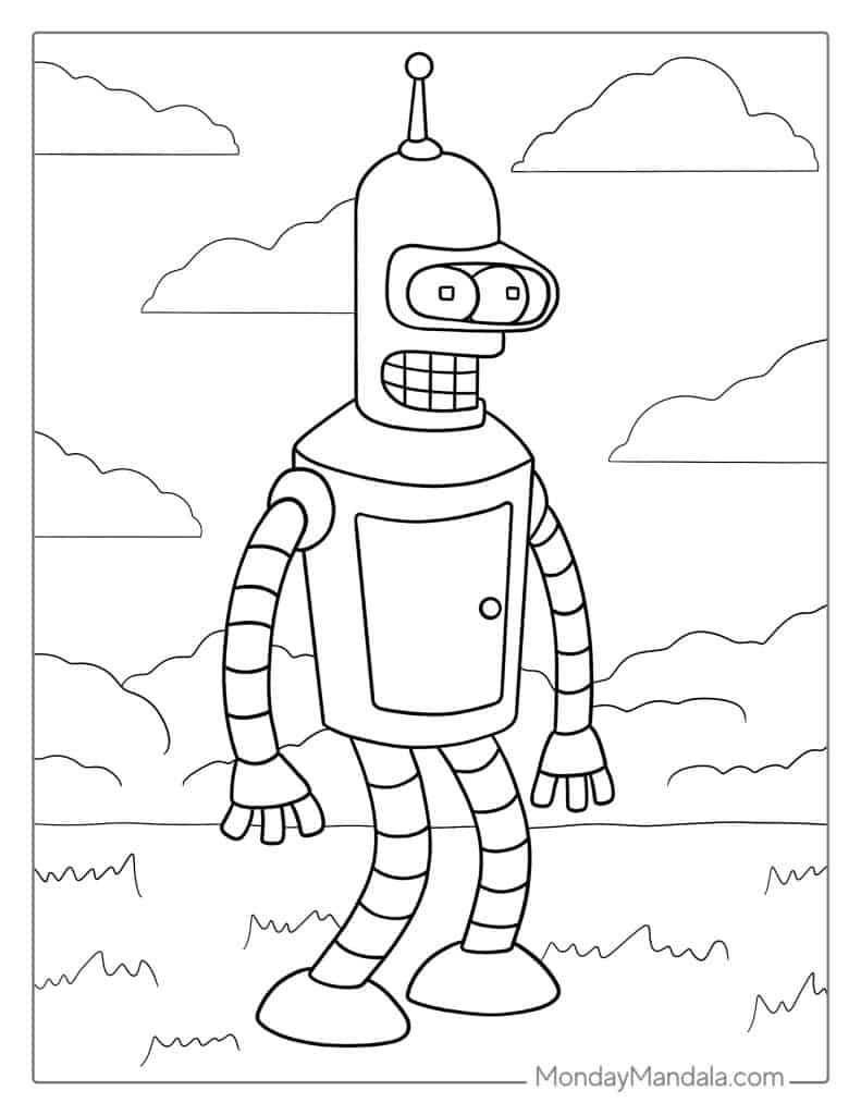 Robot coloring pages free pdf printables