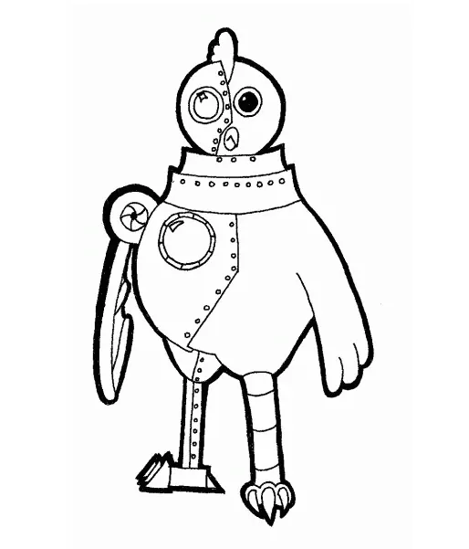 Robot chicken coloring page