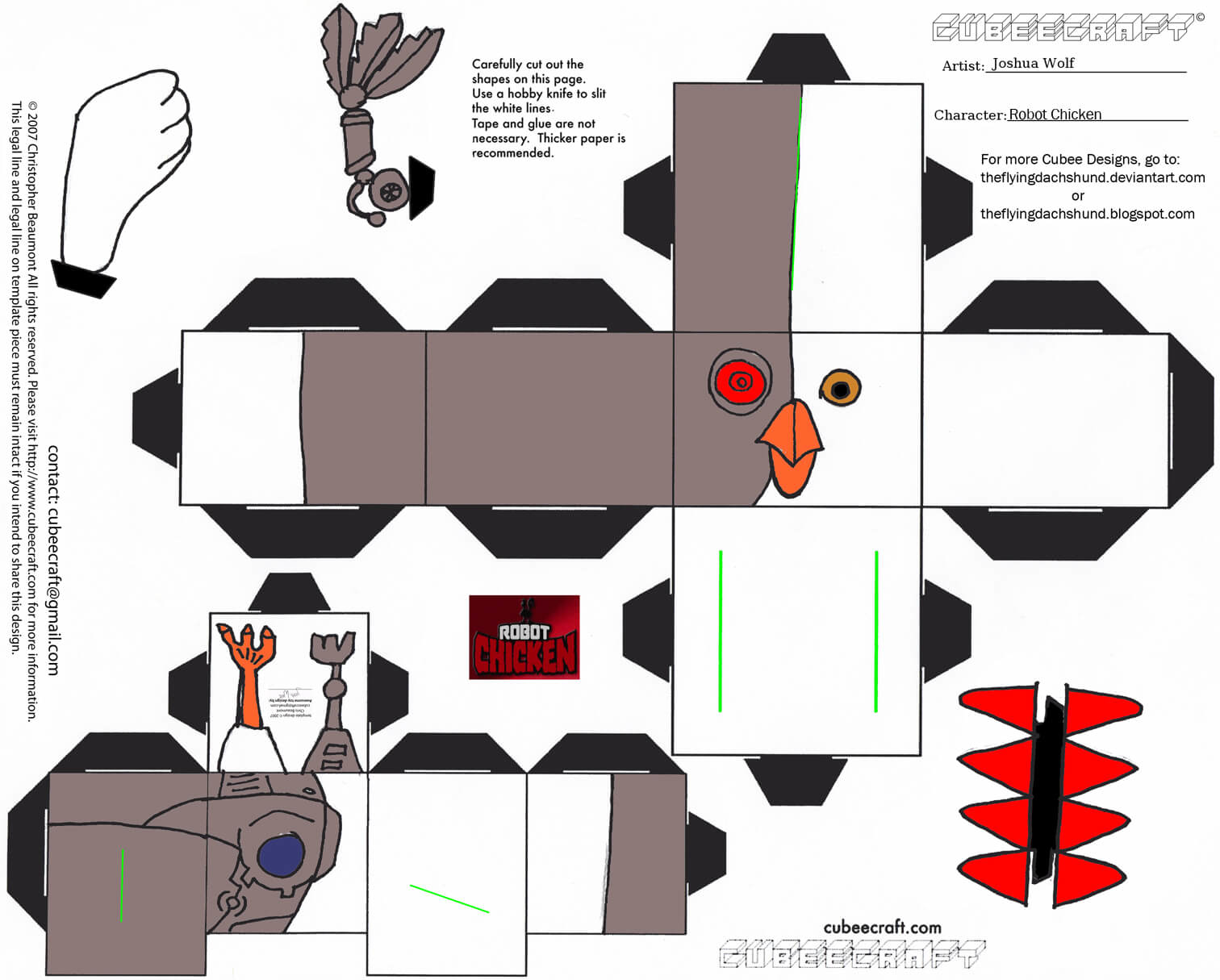 Robot chicken paper toy free printable papercraft templates