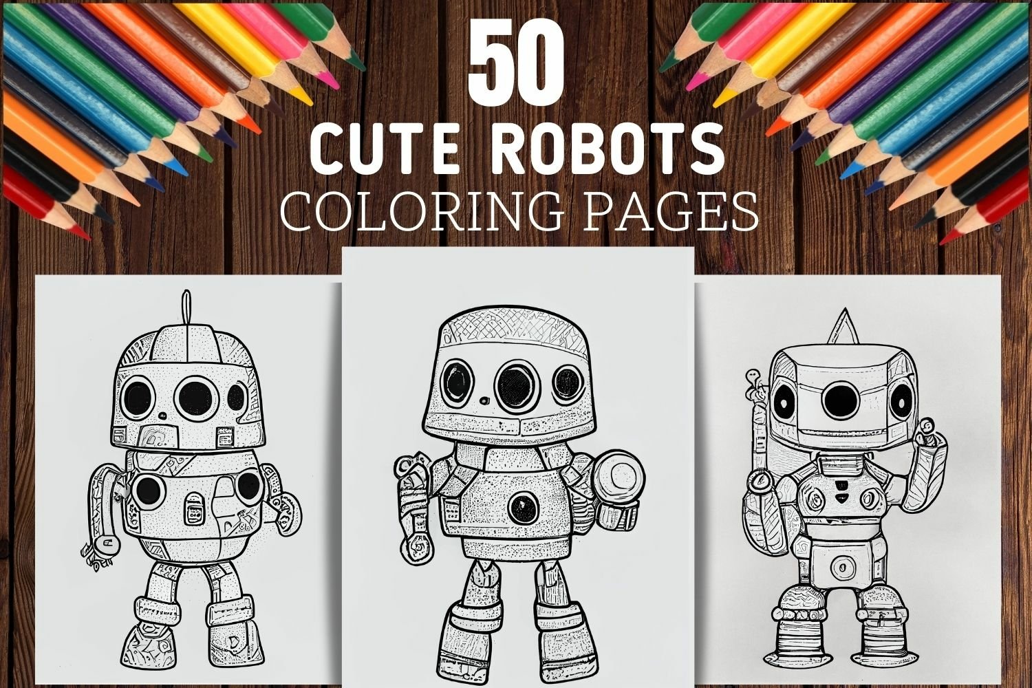Cute robots coloring pages