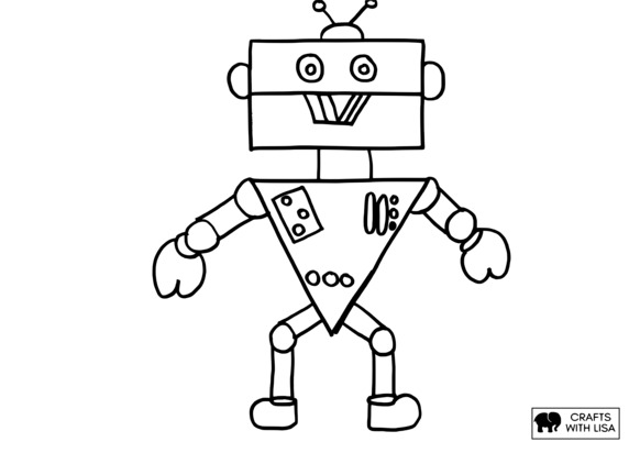 Robot triangle body coloring page