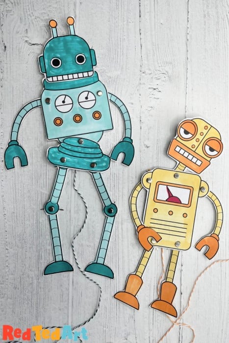 Dancing robot puppets with printable templates