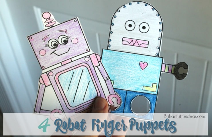 Quick and easy printable craft for kids robot finger puppets are a hit with kids of all ages just print color cut enjoy robot theme craft color page brilliant