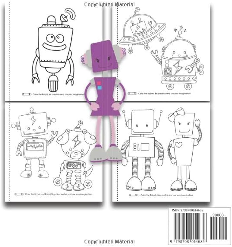 Silly robots coloring book for preschoolers cute pictures for your toddler to color of silly robot men women boys girl even a robot dog square book perfect for your young childs hands