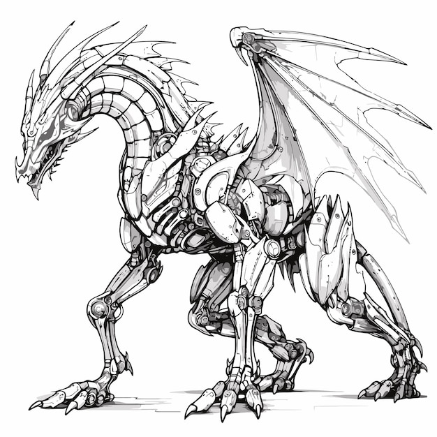 Premium vector fighter dragon robot sketch