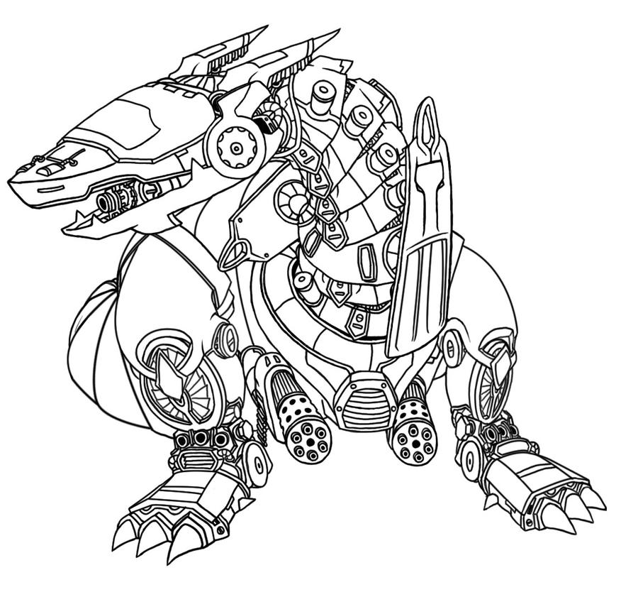 Mecha dragon lineart by ayyk on