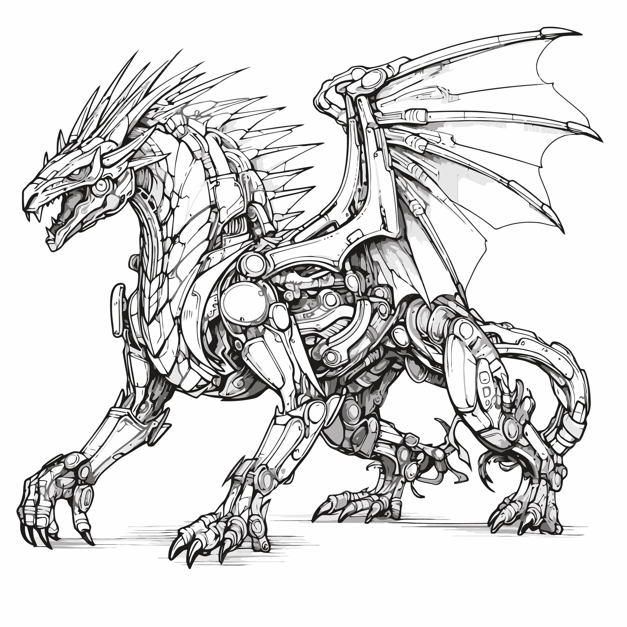 Premium vector fighter dragon robot sketch