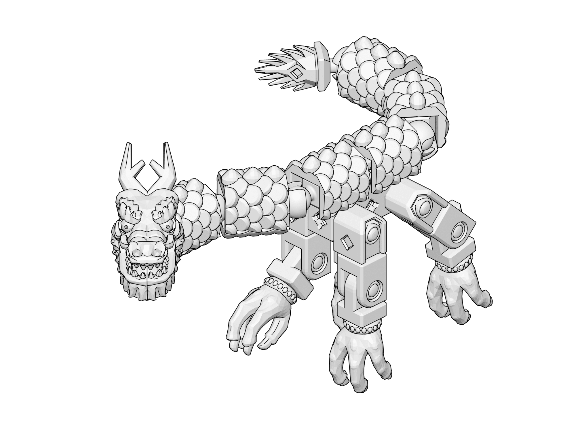 Printablok dragon articulated robot construction toy